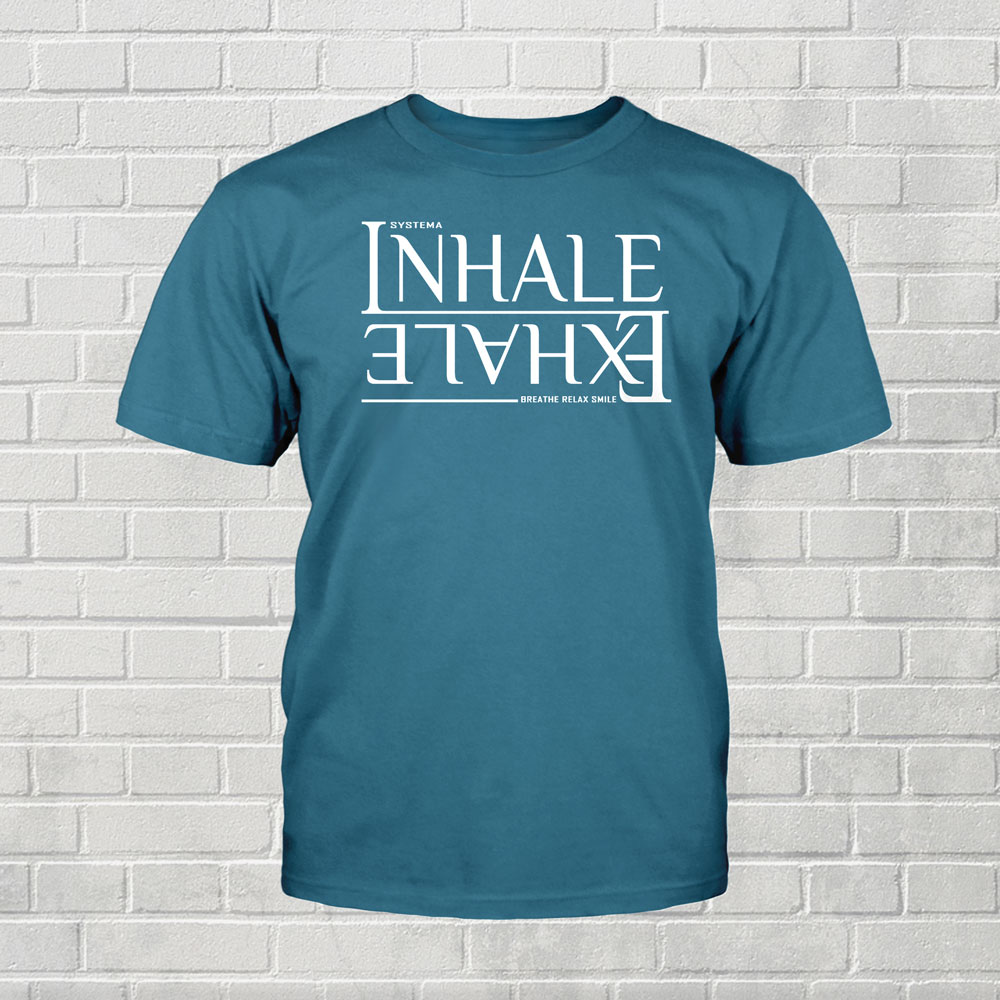 T shirt Inhale Exhale StoneBlue